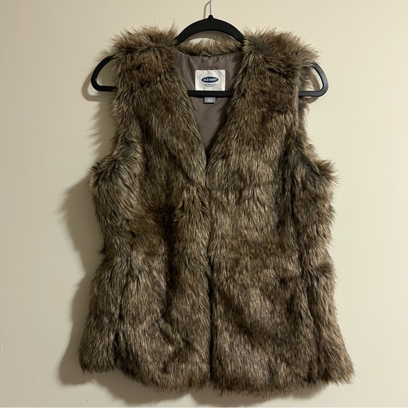 Old Navy Brown Faux Fur Lined Vest Size XS - Picture 1 of 7
